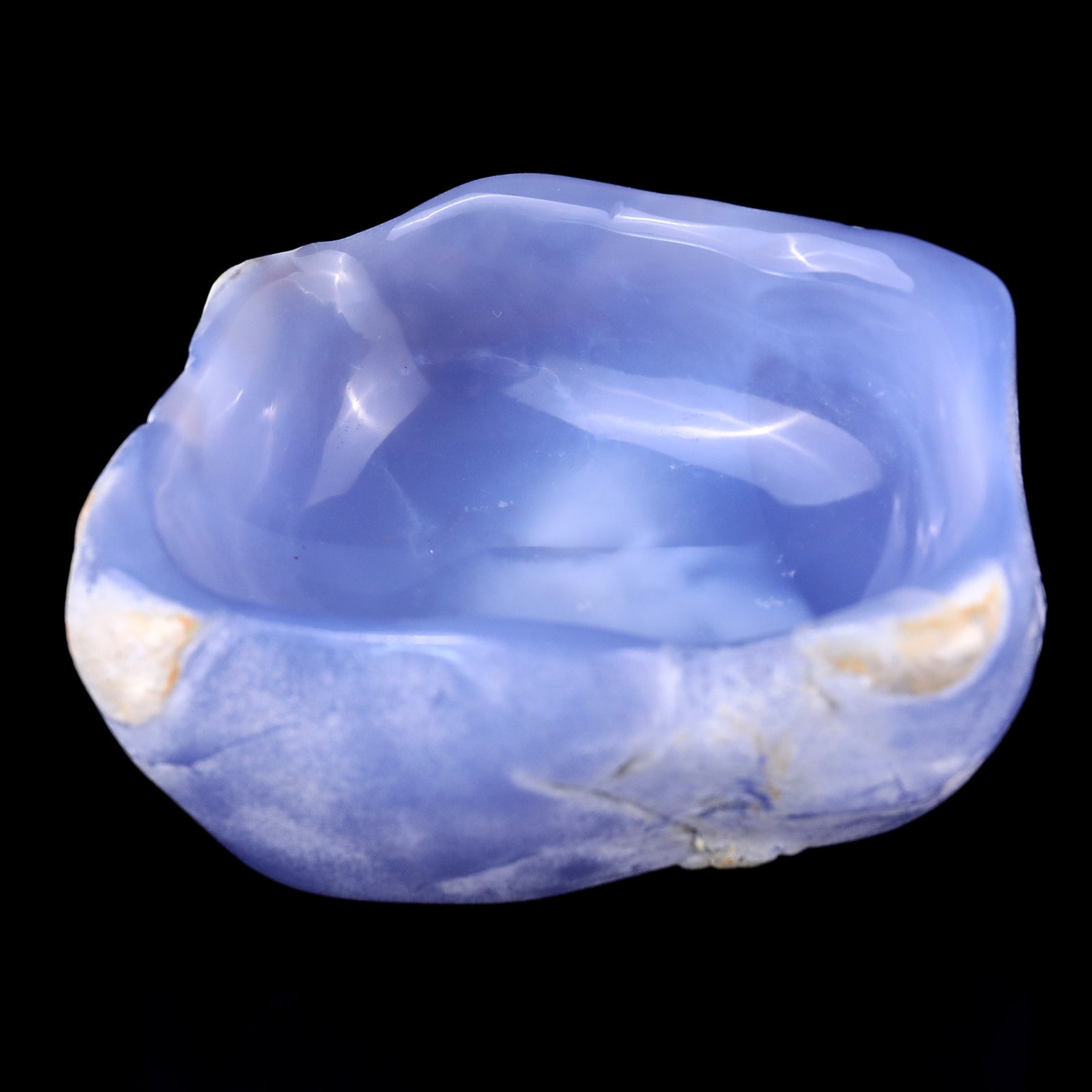 3.6" Blue Chalcedony Hand Carved Crystal Bowl Crystallumi