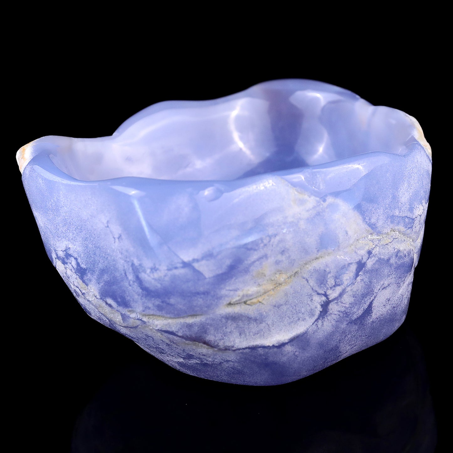 3.6" Blue Chalcedony Hand Carved Crystal Bowl Crystallumi