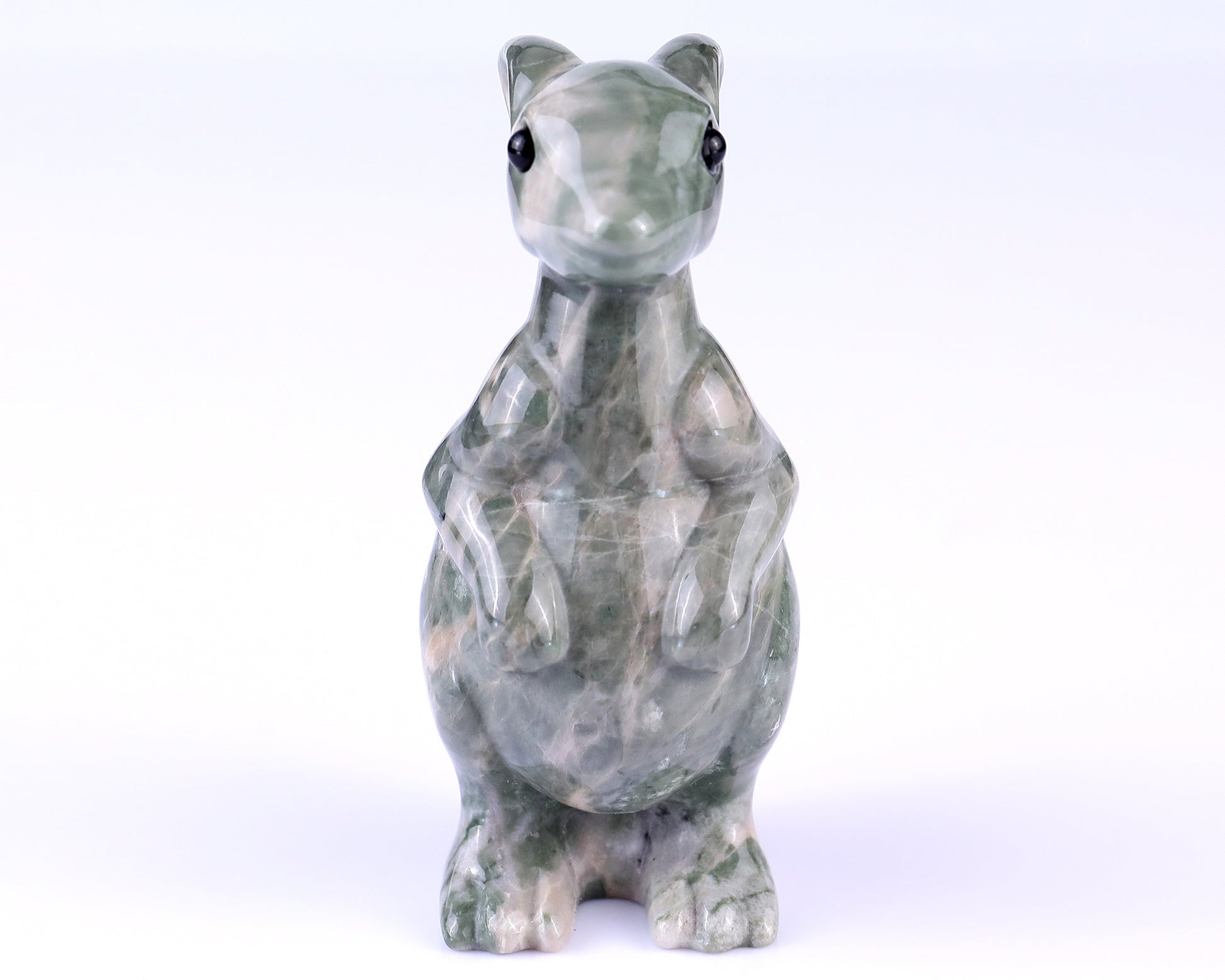 3.6" Jiulong Jade Hand Carved Crystal Kangaroo Sculpture Crystallumi