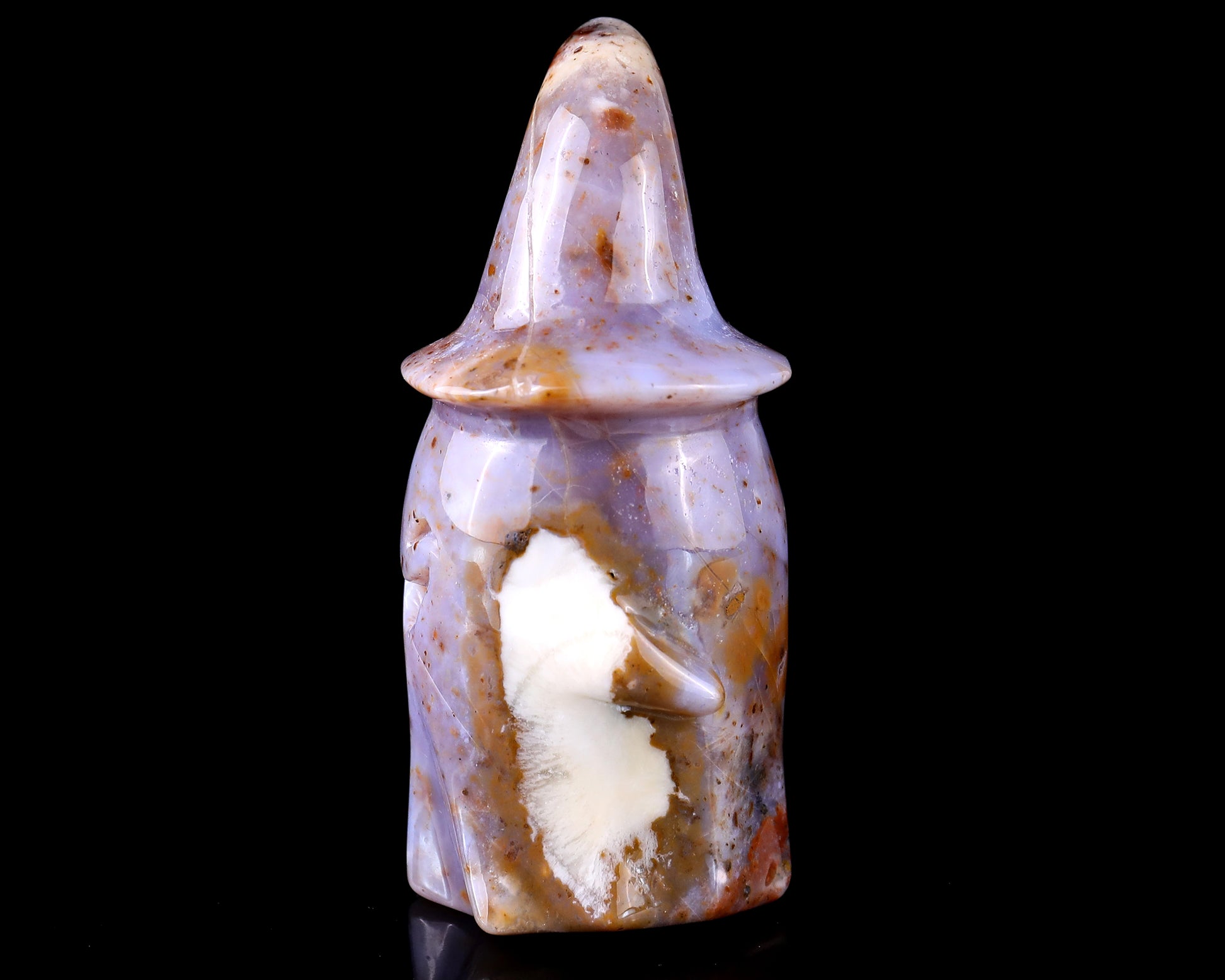 3.6” Natural Chalcedony Hand Carved Crystal Wizard Ghost Sculpture, Halloween Gift Crystallumi