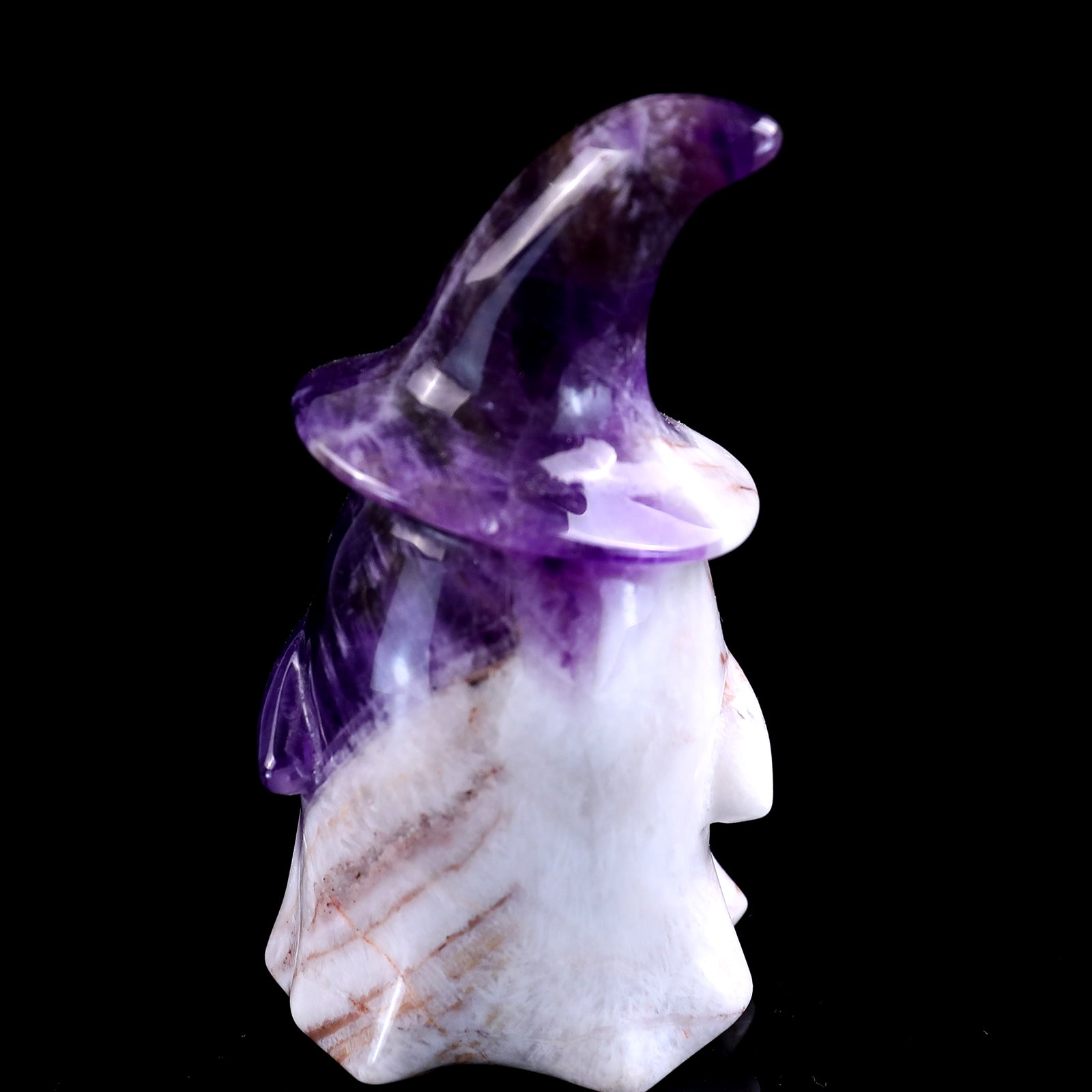 3.6” Natural Dream Amethyst Hand Carved Crystal Wizard Ghost Sculpture, Halloween Gift Crystallumi