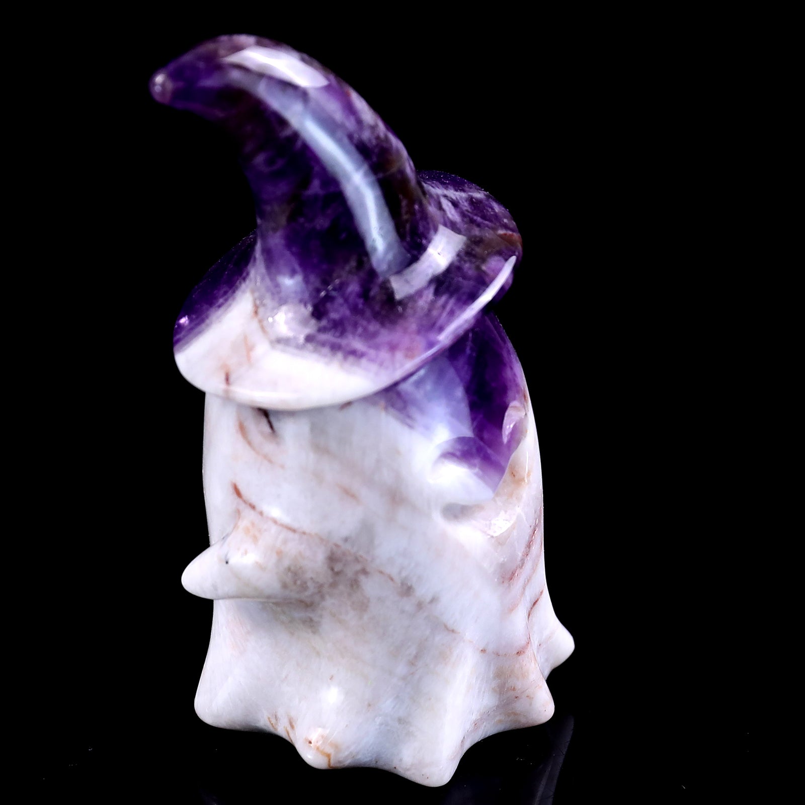 3.6” Natural Dream Amethyst Hand Carved Crystal Wizard Ghost Sculpture, Halloween Gift Crystallumi