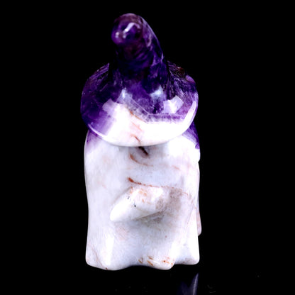 3.6” Natural Dream Amethyst Hand Carved Crystal Wizard Ghost Sculpture, Halloween Gift Crystallumi