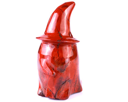 3.6” Natural Red Jasper Hand Carved Crystal Wizard Ghost Sculpture, Halloween Gift Crystallumi