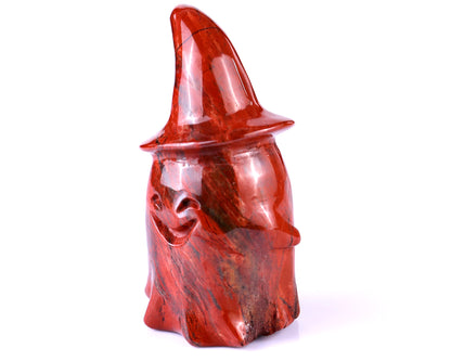 3.6” Natural Red Jasper Hand Carved Crystal Wizard Ghost Sculpture, Halloween Gift Crystallumi