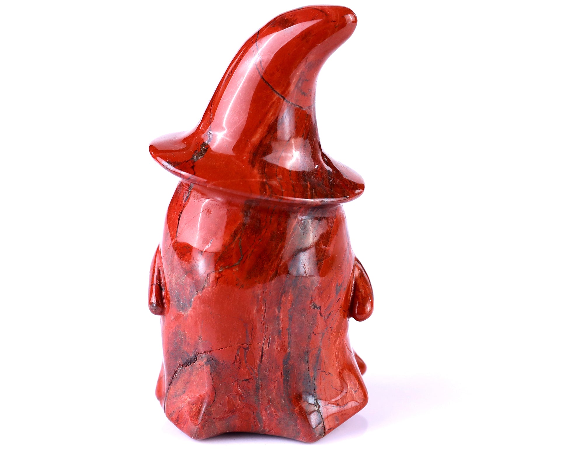 3.6” Natural Red Jasper Hand Carved Crystal Wizard Ghost Sculpture, Halloween Gift Crystallumi