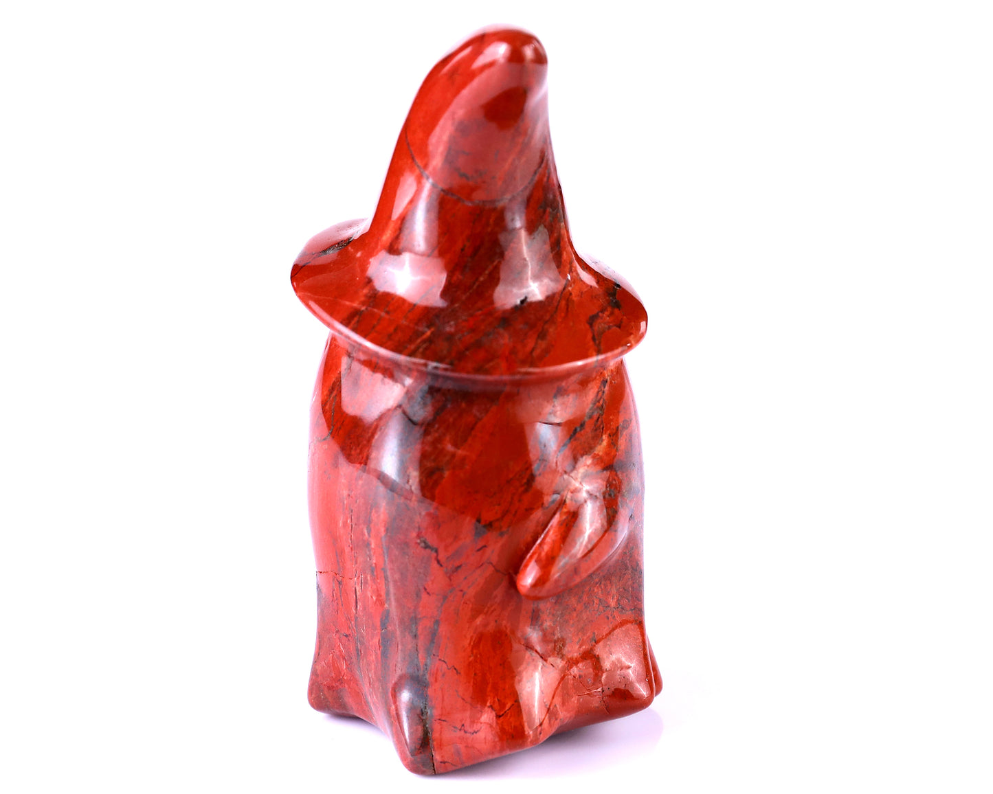 3.6” Natural Red Jasper Hand Carved Crystal Wizard Ghost Sculpture, Halloween Gift Crystallumi