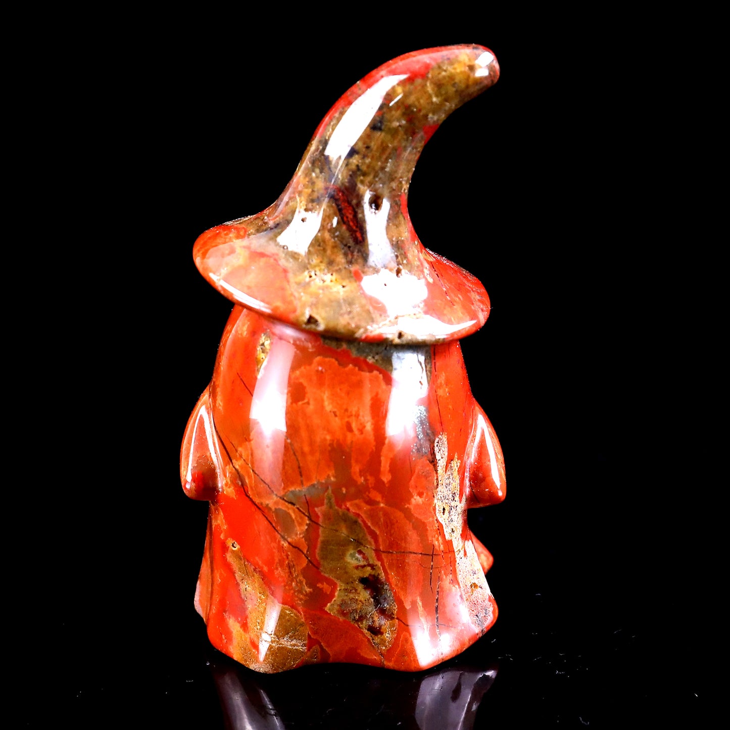 3.6” Natural Red Jasper Hand Carved Crystal Wizard Ghost Sculpture, Halloween Gift Crystallumi