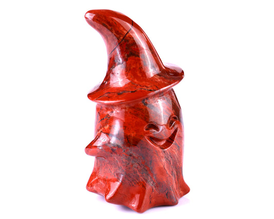 3.6” Natural Red Jasper Hand Carved Crystal Wizard Ghost Sculpture, Halloween Gift Crystallumi