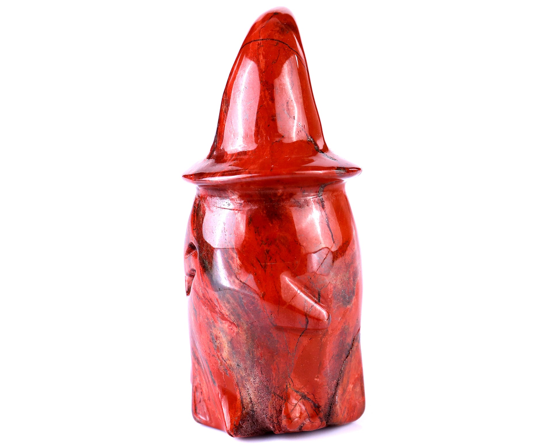 3.6” Natural Red Jasper Hand Carved Crystal Wizard Ghost Sculpture, Halloween Gift Crystallumi