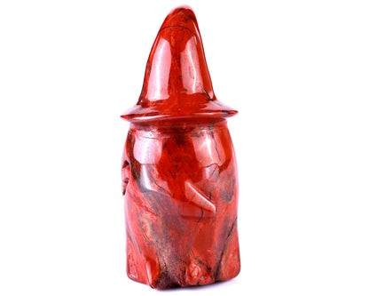 3.6” Natural Red Jasper Hand Carved Crystal Wizard Ghost Sculpture, Halloween Gift Crystallumi