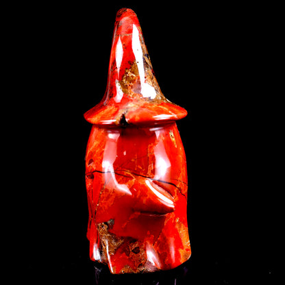 3.6” Natural Red Jasper Hand Carved Crystal Wizard Ghost Sculpture, Halloween Gift Crystallumi