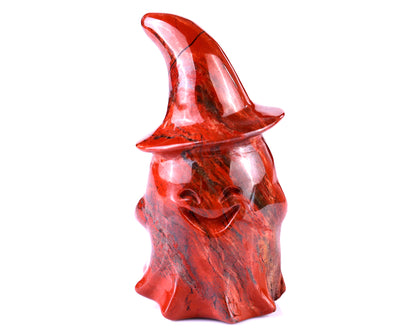 3.6” Natural Red Jasper Hand Carved Crystal Wizard Ghost Sculpture, Halloween Gift Crystallumi