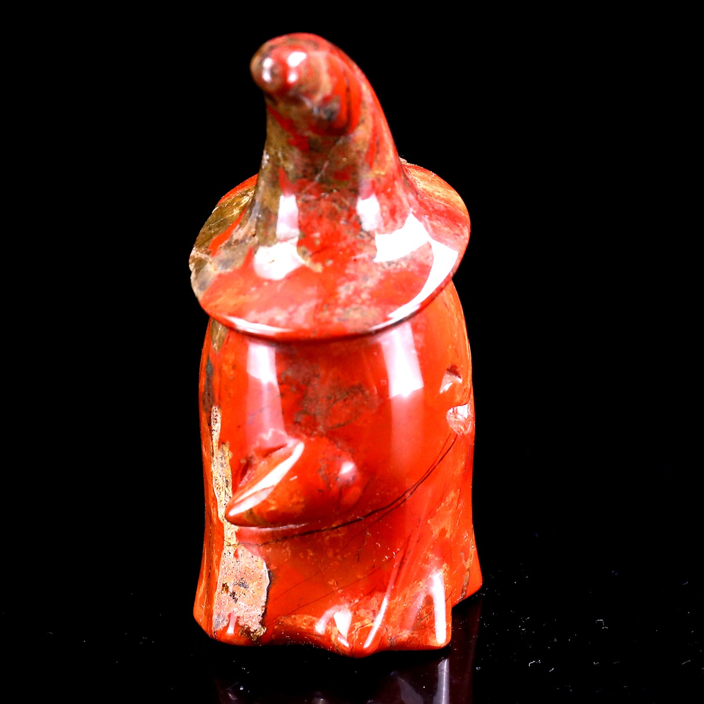 3.6” Natural Red Jasper Hand Carved Crystal Wizard Ghost Sculpture, Halloween Gift Crystallumi