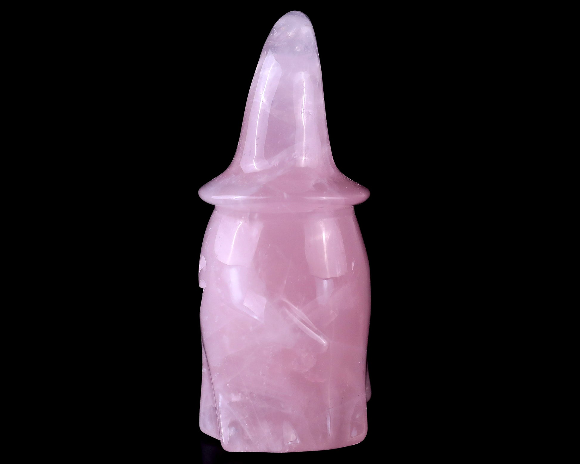 3.6” Natural Rose Quartz Hand Carved Crystal Wizard Ghost Sculpture, Halloween Gift Crystallumi