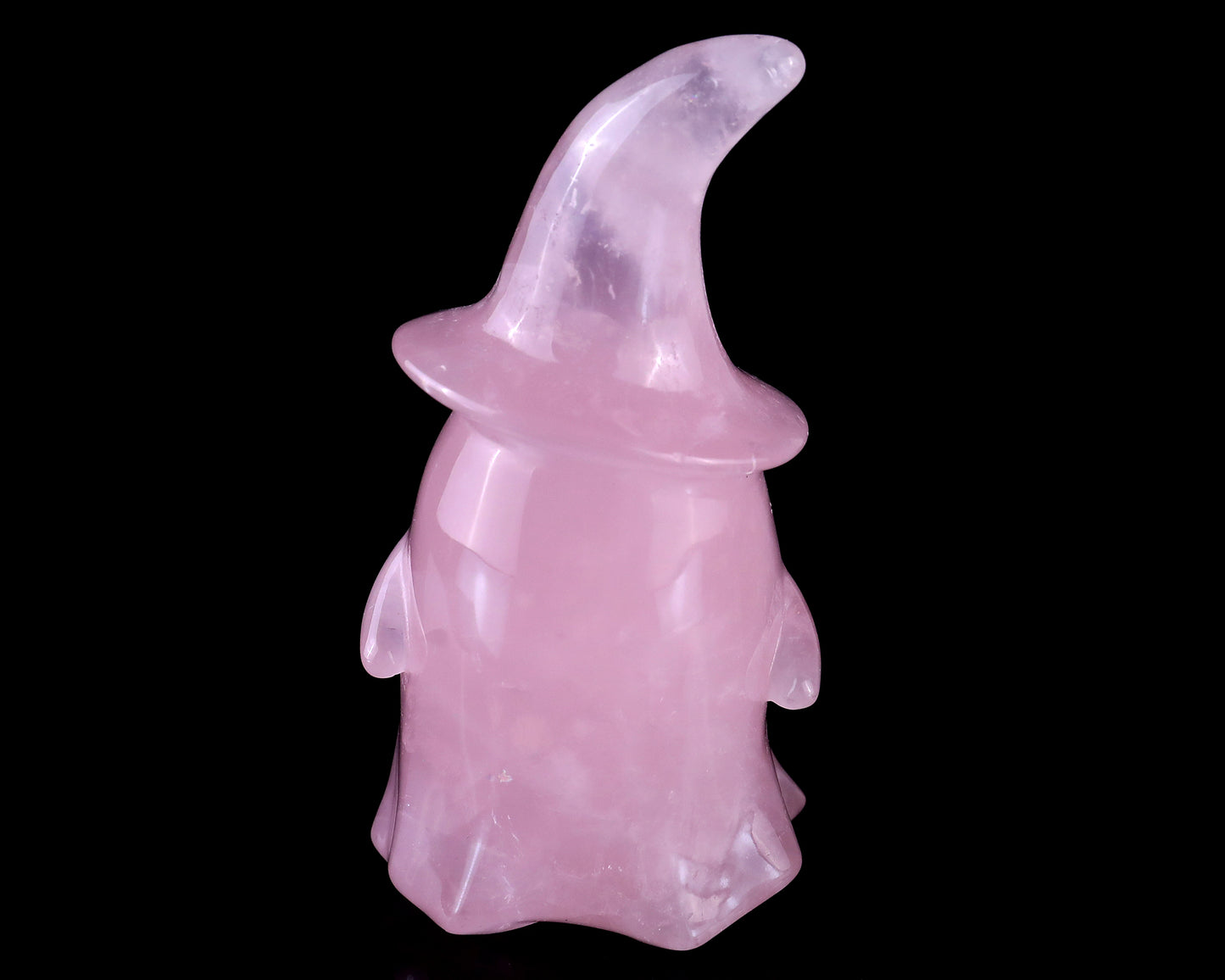 3.6” Natural Rose Quartz Hand Carved Crystal Wizard Ghost Sculpture, Halloween Gift Crystallumi