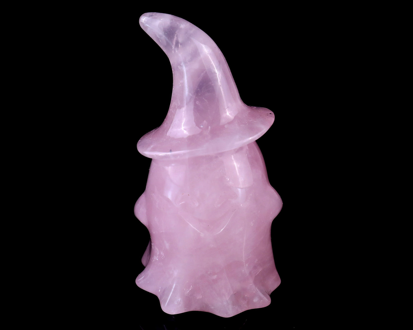 3.6” Natural Rose Quartz Hand Carved Crystal Wizard Ghost Sculpture, Halloween Gift Crystallumi