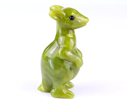 3.6" New Jade Hand Carved Crystal Kangaroo Sculpture Crystallumi