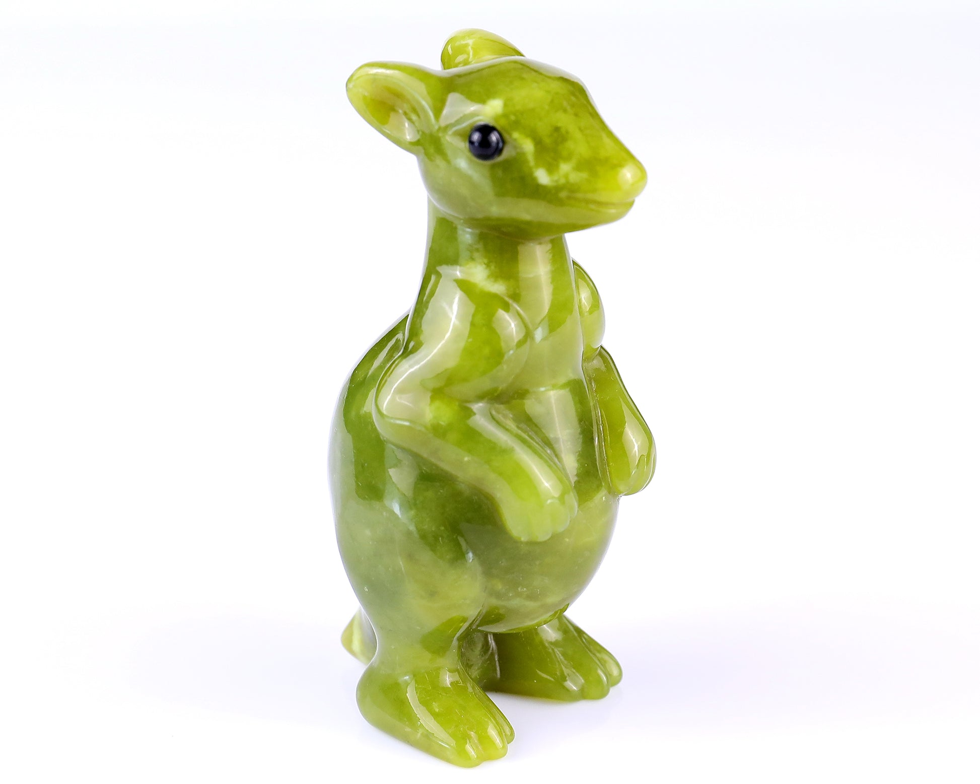 3.6" New Jade Hand Carved Crystal Kangaroo Sculpture Crystallumi