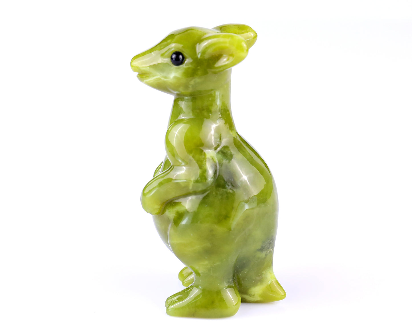 3.6" New Jade Hand Carved Crystal Kangaroo Sculpture Crystallumi