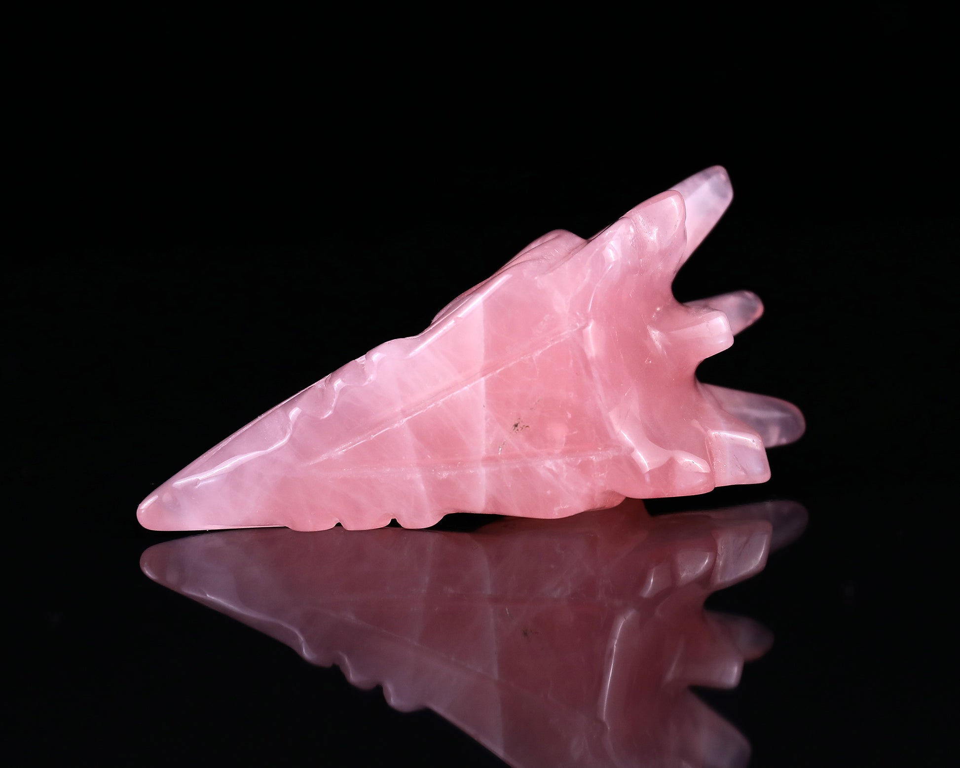 3.6" Rose Quartz Hand Carved Crystal Phoenix Skull Sculpture Crystallumi