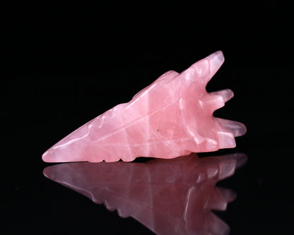 3.6" Rose Quartz Hand Carved Crystal Phoenix Skull Sculpture Crystallumi