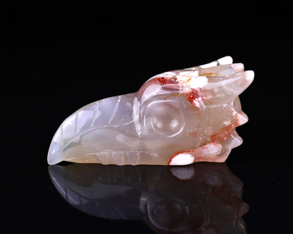 3.6" Sakura Agate Hand Carved Crystal Phoenix Skull Sculpture Crystallumi