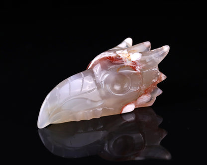 3.6" Sakura Agate Hand Carved Crystal Phoenix Skull Sculpture Crystallumi