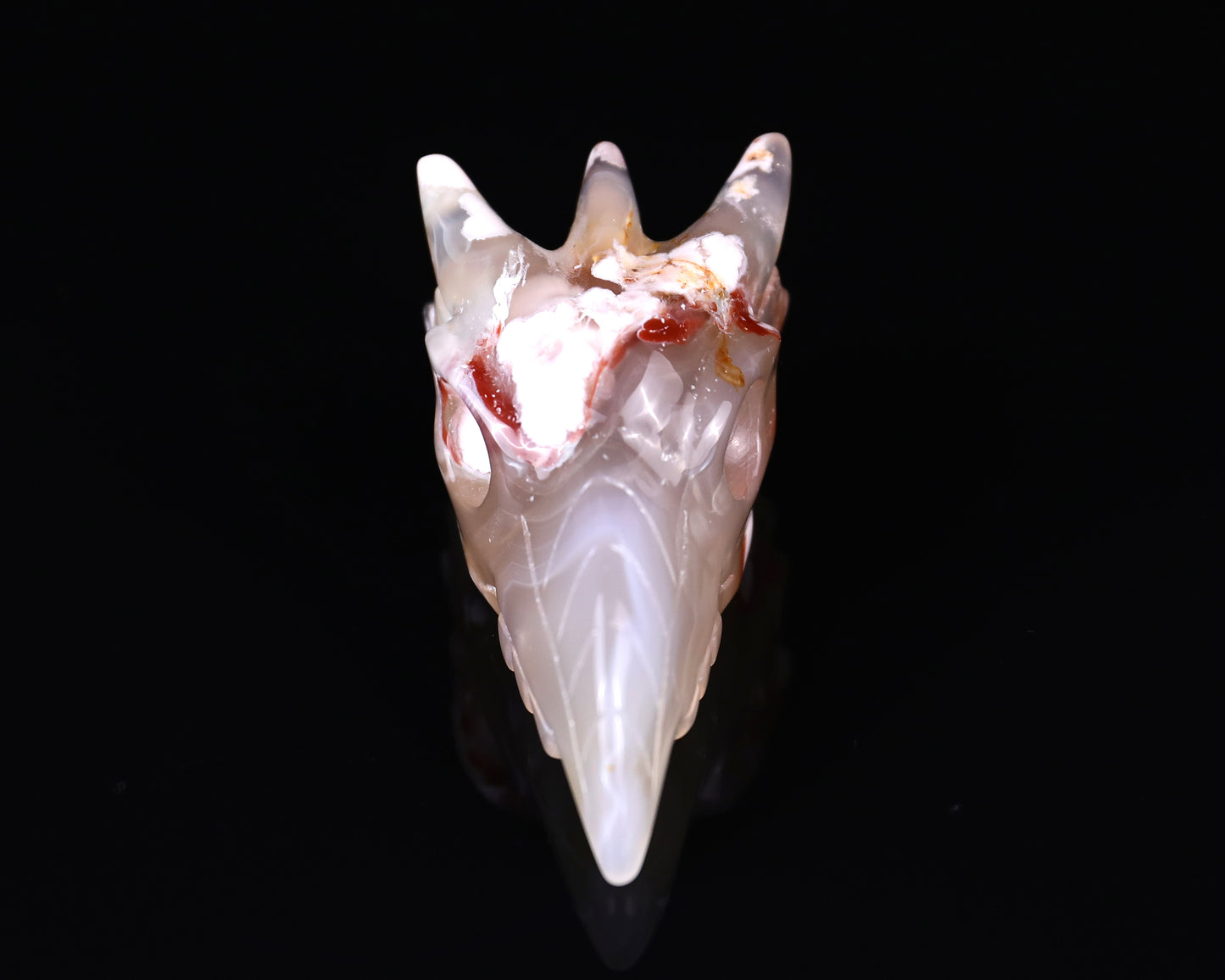 3.6" Sakura Agate Hand Carved Crystal Phoenix Skull Sculpture Crystallumi