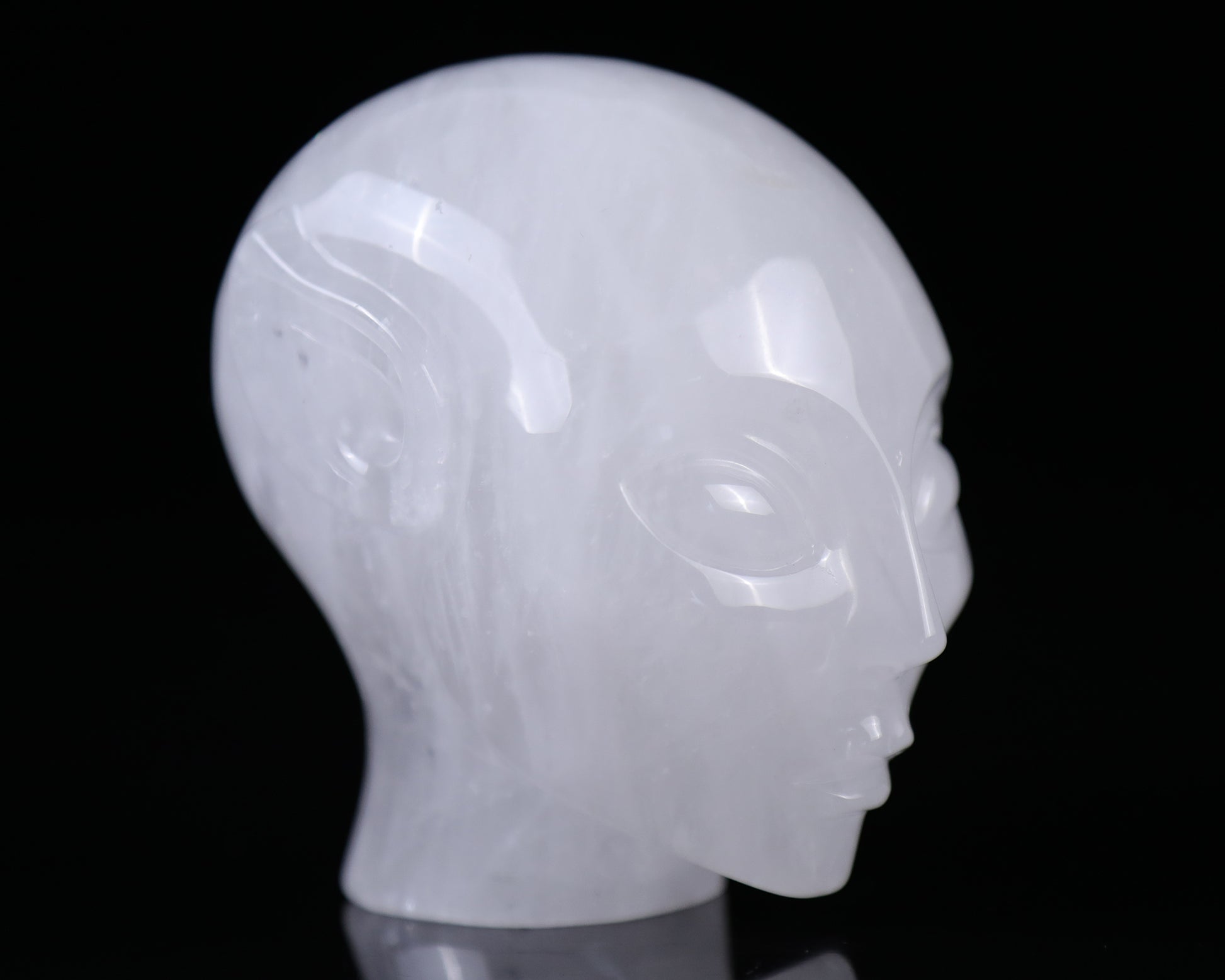 3.7" Angolan Quartz Hand Carved Crystal Elf Alien Sculpture Crystallumi