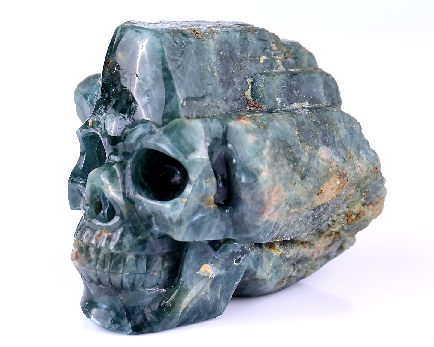 3.7" Blue Apatite Hand Carved Mineral Specimen Skull Sculpture Crystallumi