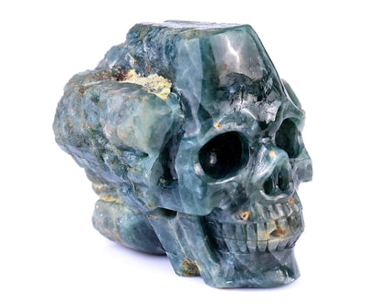 3.7" Blue Apatite Hand Carved Mineral Specimen Skull Sculpture Crystallumi