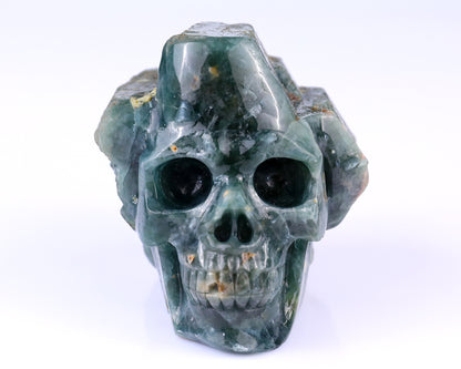 3.7" Blue Apatite Hand Carved Mineral Specimen Skull Sculpture Crystallumi