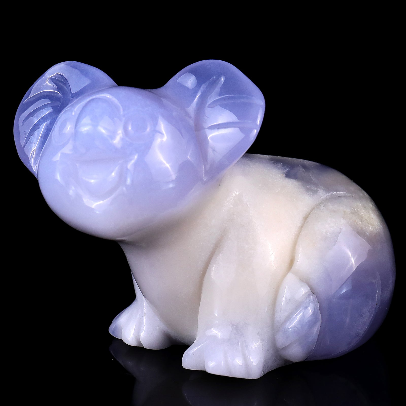 3.7" Blue Chalcedony Hand Carved Crystal Koala Sculpture Crystallumi