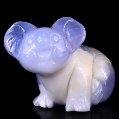 3.7" Blue Chalcedony Hand Carved Crystal Koala Sculpture Crystallumi