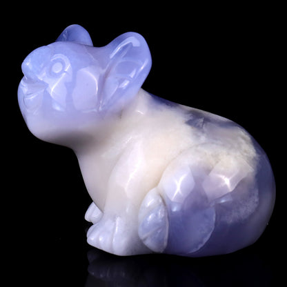 3.7" Blue Chalcedony Hand Carved Crystal Koala Sculpture Crystallumi