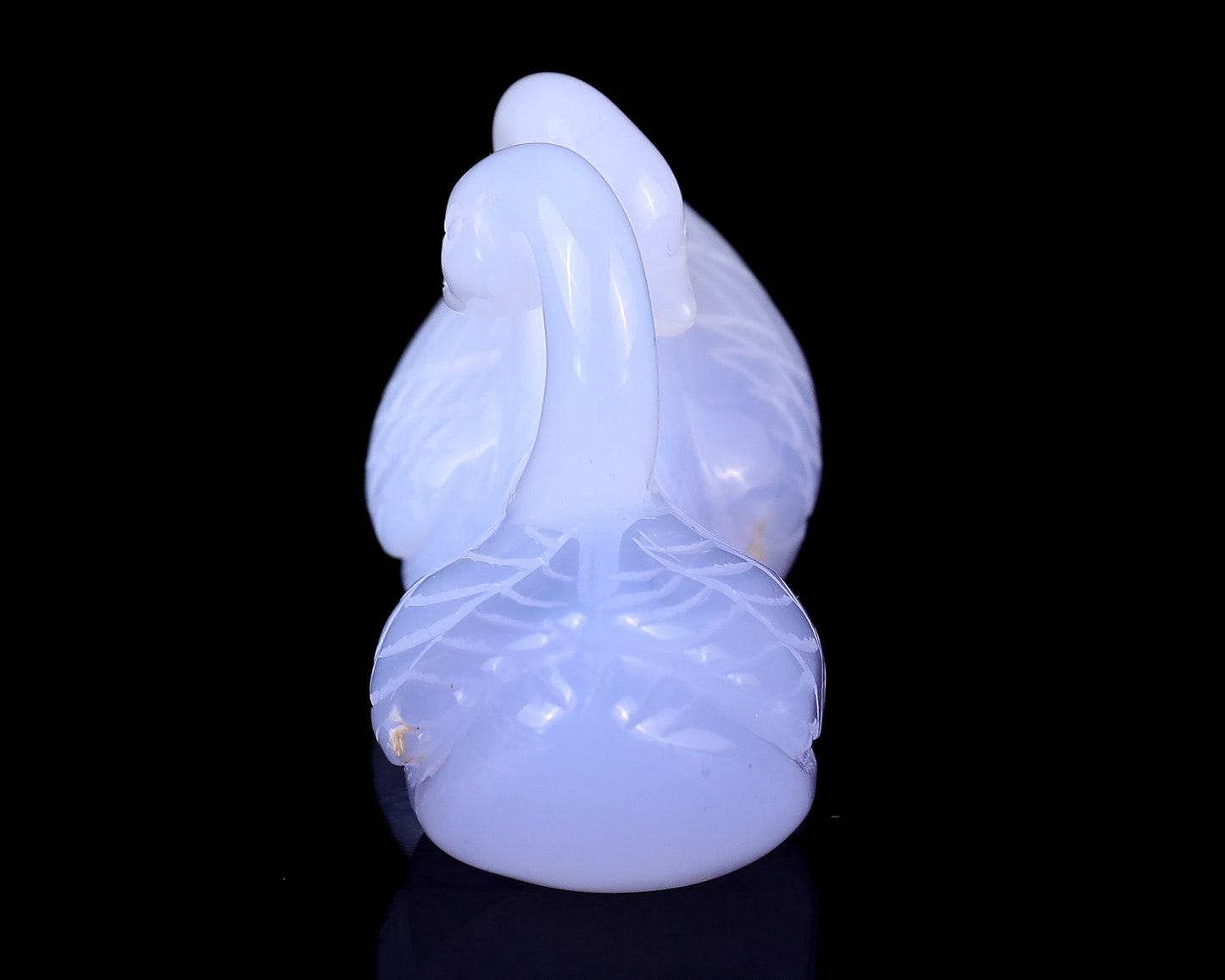 3.7" Blue Chalcedony Hand Carved Crystal Swans Sculpture Crystallumi