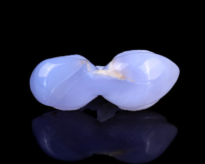 3.7" Blue Chalcedony Hand Carved Crystal Swans Sculpture Crystallumi