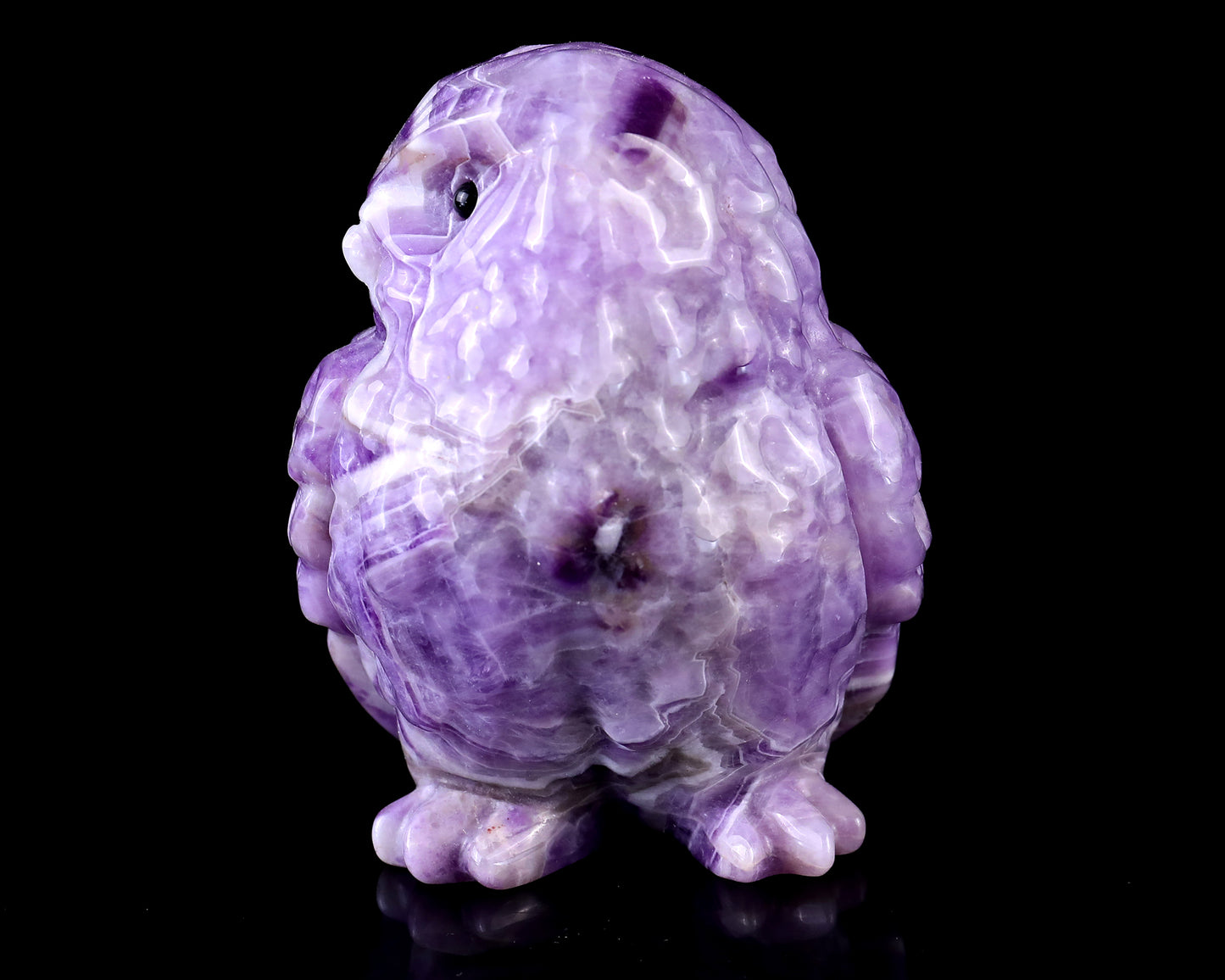 3.7" Dream Amethyst Hand Carved Crystal Owl Sculpture Crystallumi