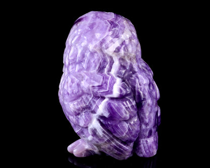 3.7" Dream Amethyst Hand Carved Crystal Owl Sculpture Crystallumi