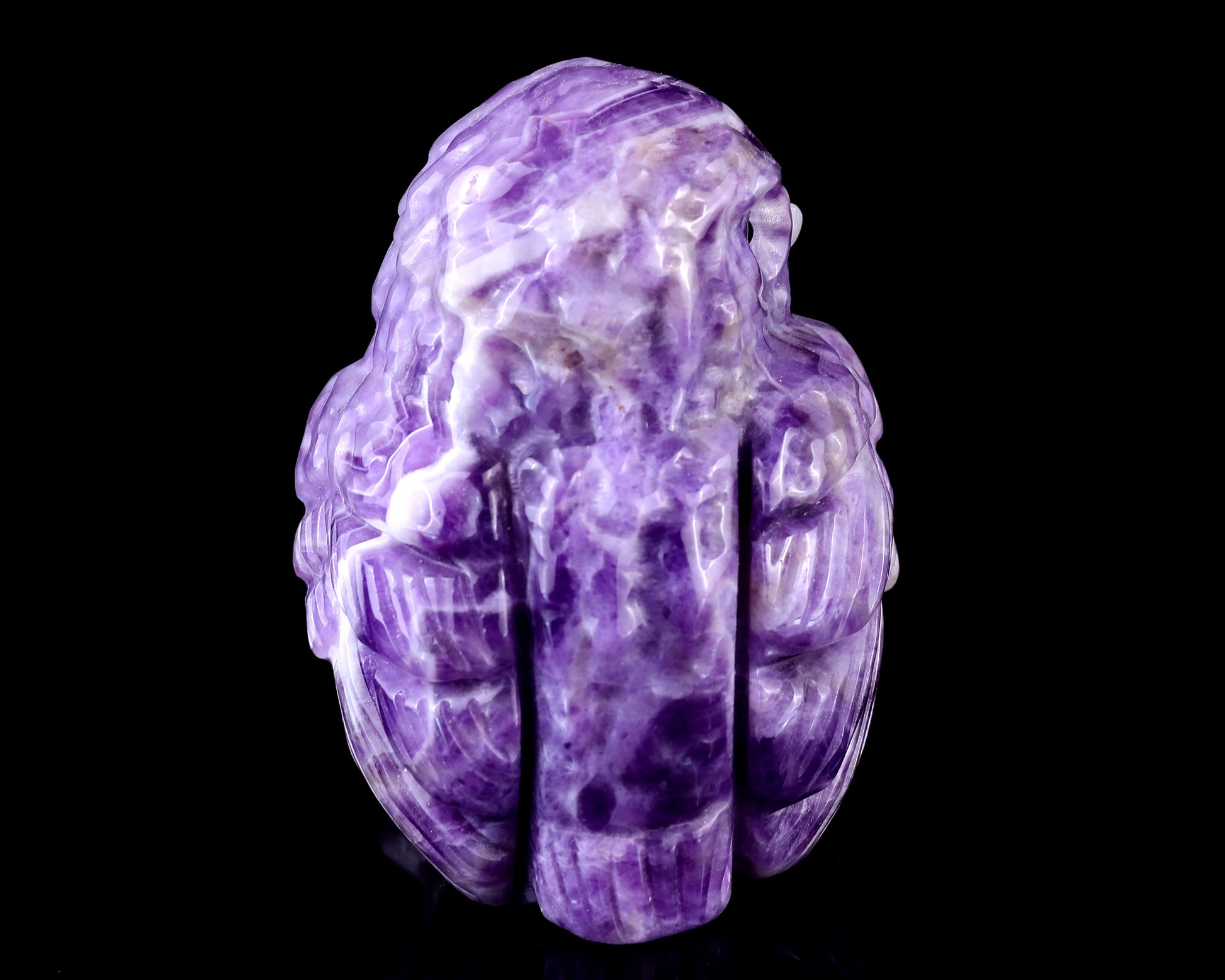 3.7" Dream Amethyst Hand Carved Crystal Owl Sculpture Crystallumi