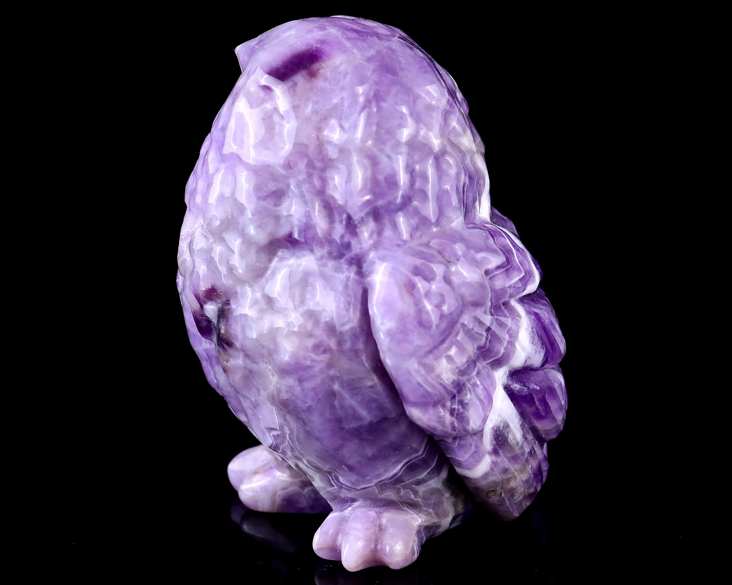 3.7" Dream Amethyst Hand Carved Crystal Owl Sculpture Crystallumi