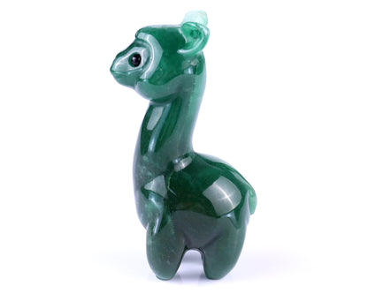 3.7" Green Aventurine Hand Carved Crystal Alpaca Sculpture Crystallumi