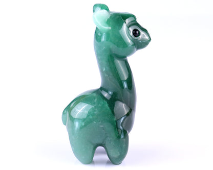 3.7" Green Aventurine Hand Carved Crystal Alpaca Sculpture Crystallumi