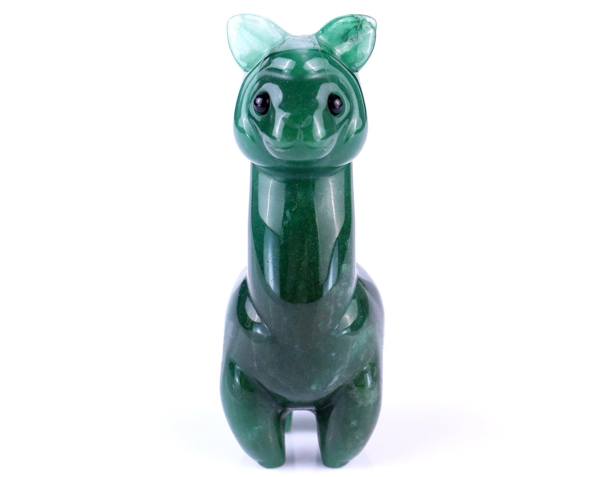 3.7" Green Aventurine Hand Carved Crystal Alpaca Sculpture Crystallumi