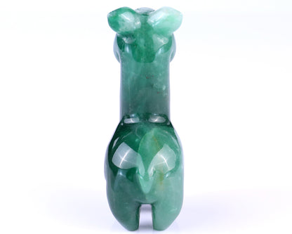 3.7" Green Aventurine Hand Carved Crystal Alpaca Sculpture Crystallumi