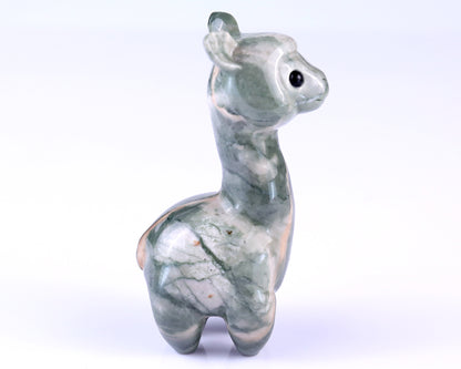 3.7" Jiulong Jade Hand Carved Crystal Alpaca Sculpture Crystallumi