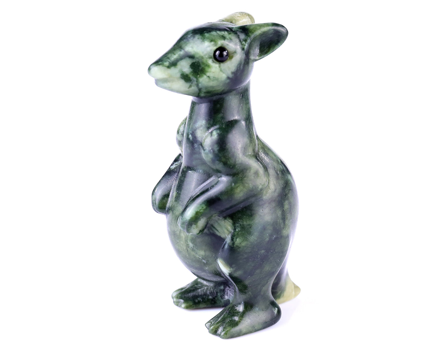 3.7" New Jade Hand Carved Crystal Kangaroo Sculpture Crystallumi