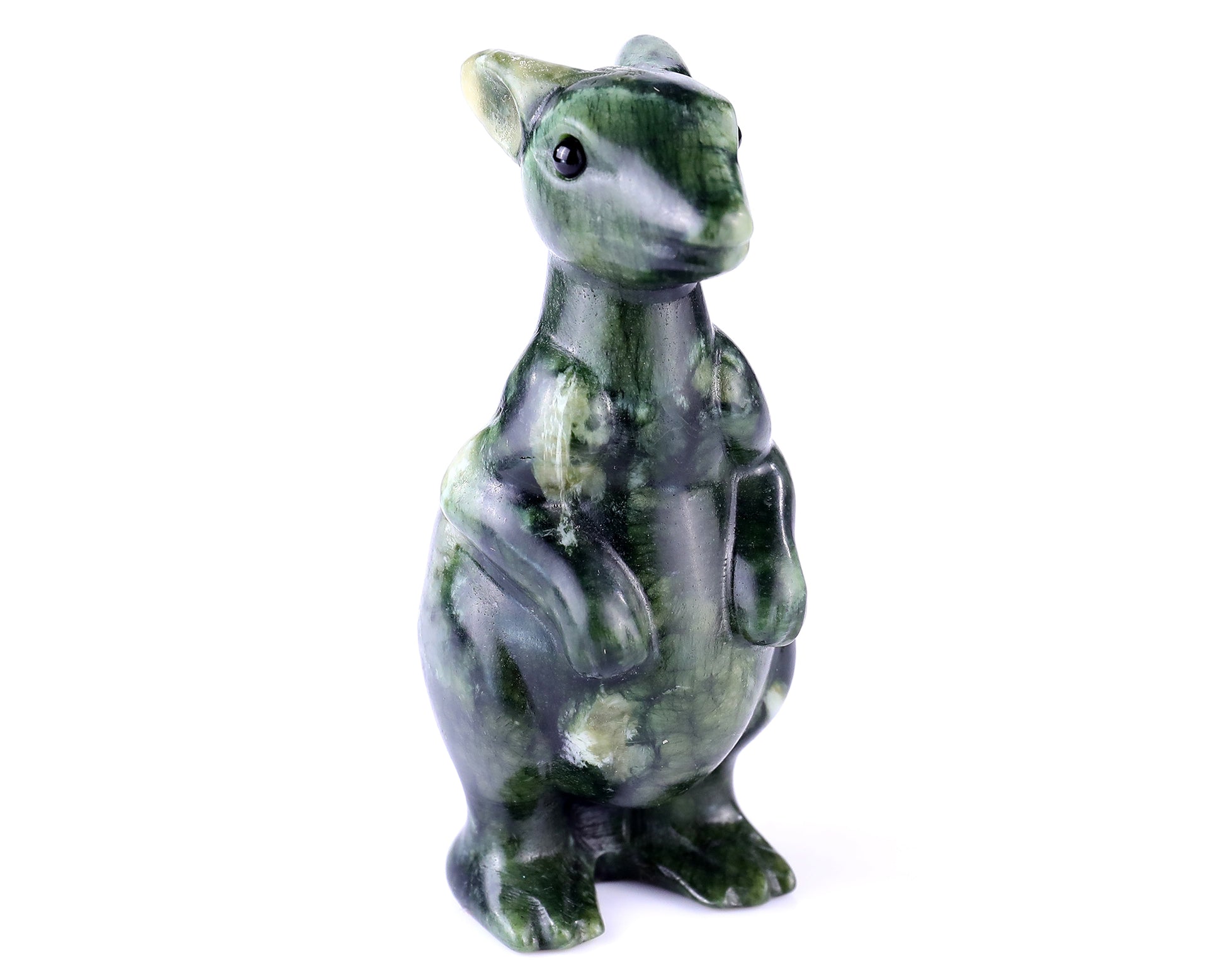 3.7" New Jade Hand Carved Crystal Kangaroo Sculpture Crystallumi