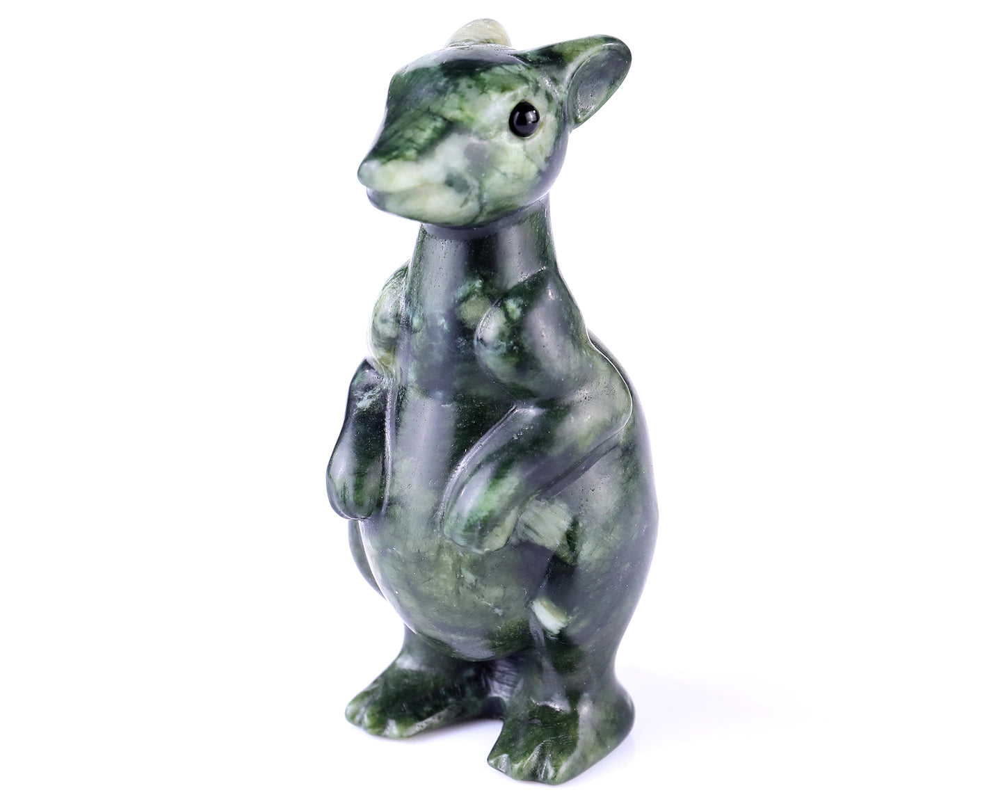 3.7" New Jade Hand Carved Crystal Kangaroo Sculpture Crystallumi